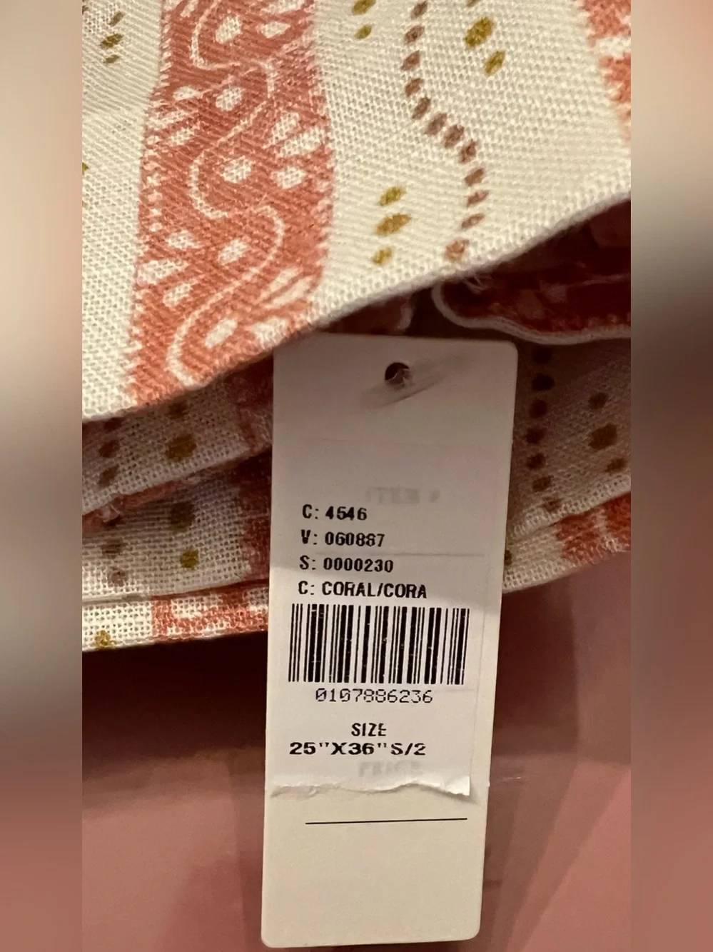 Anthropologie Ivy Cotton Striped Cafe Curtain, Set of 2, Coral